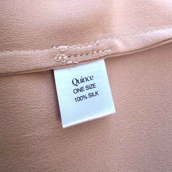NWOT Quince Blush Pink Silk Long Sleeve Above the Knee Wrap Robe Size One Size - Picture 4 of 13